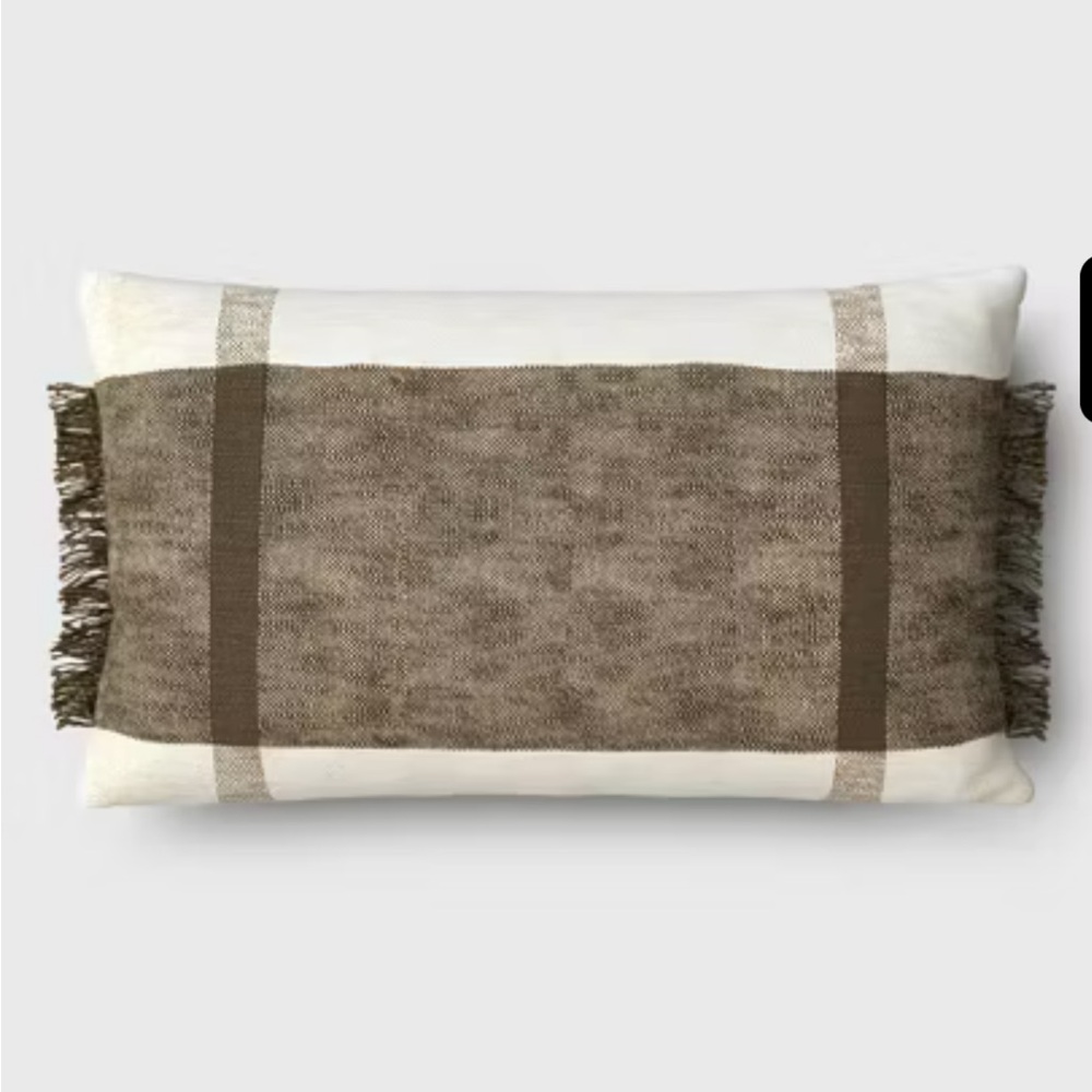 2x Threshold Textured Woven Cotton Striped Lumbar Throw Pillow